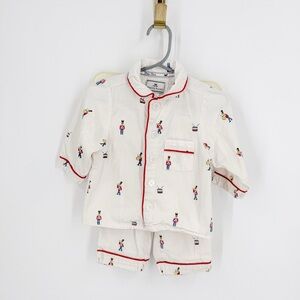 Classic White and Red Pajama Set with Whimsical Print